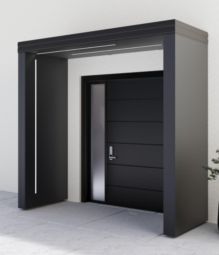 Aluminium Vordach rundum geschlossen mit Beleuchtung in Herford